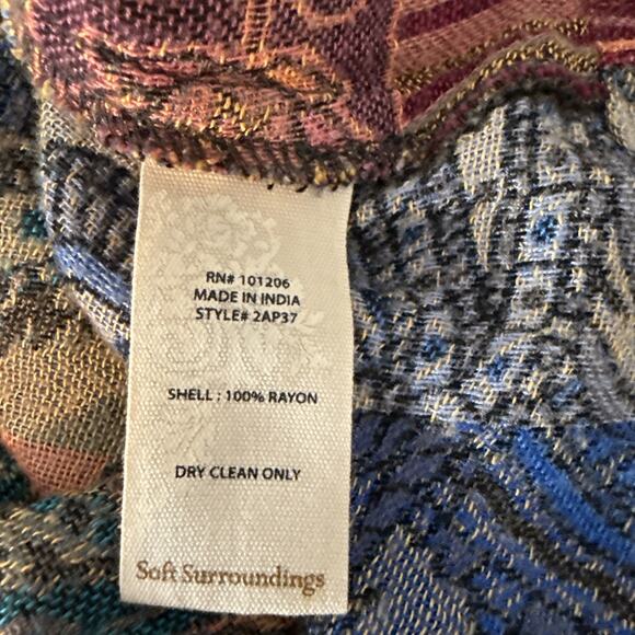 Soft Surroundings Paloma Pashmina Paisley Jacket Size M Boho Western Multicolor - Picture 9 of 9